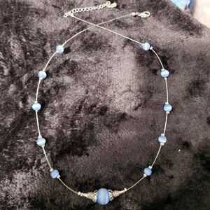 Blue Beaded Wired Necklace